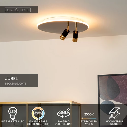 Lucide JUBEL - Deckenleuchte - Ø 40 cm - LED - CCT - 2500K/3000K - Schwarzchrom - USP